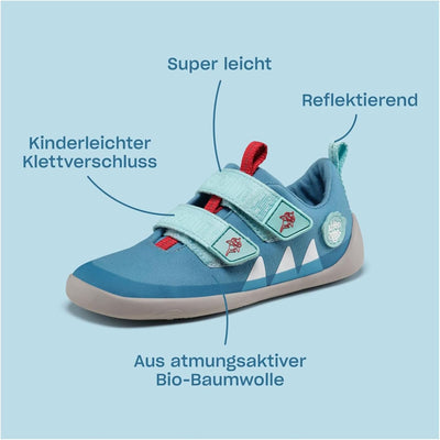 Affenzahn Barfussschuh Baumwolle Lucky Klettverschluss Vegan rutschfest Flexibel Reflektierend für d