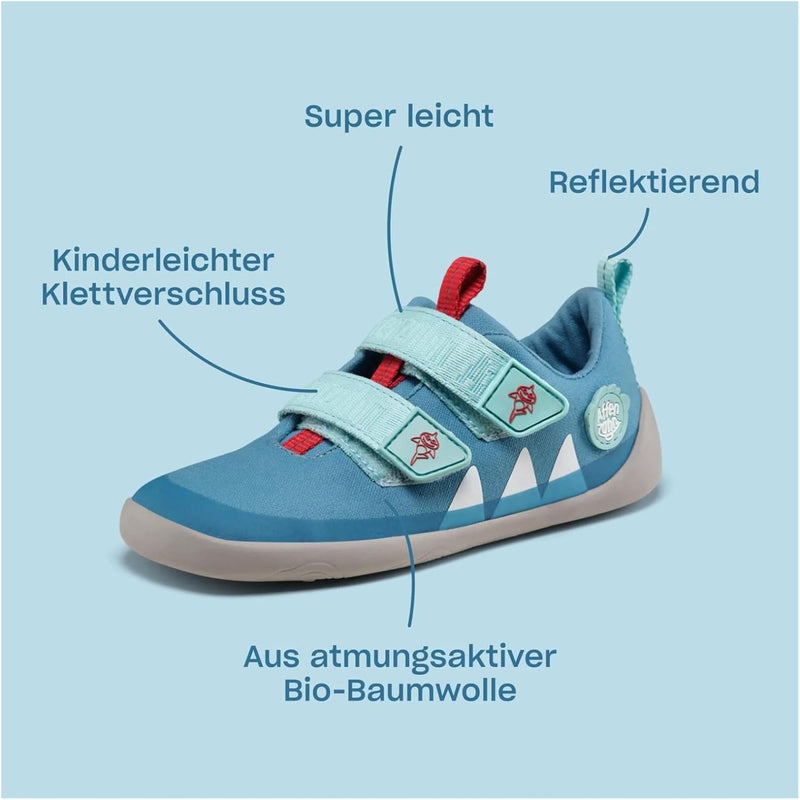 Affenzahn Barfussschuh Baumwolle Lucky Klettverschluss Vegan rutschfest Flexibel Reflektierend für d