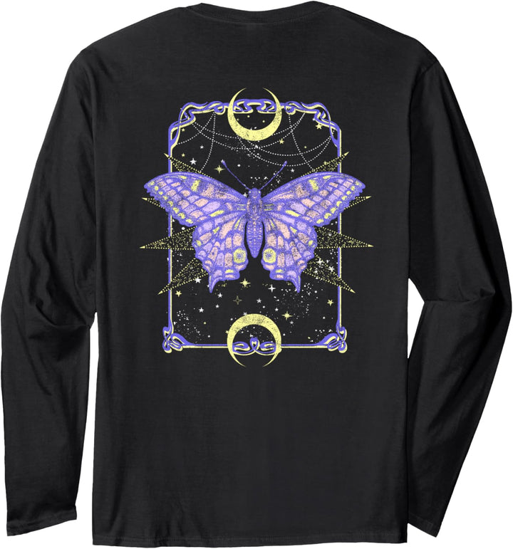 Celestial Butterfly Tarot Card Front & Back Langarmshirt