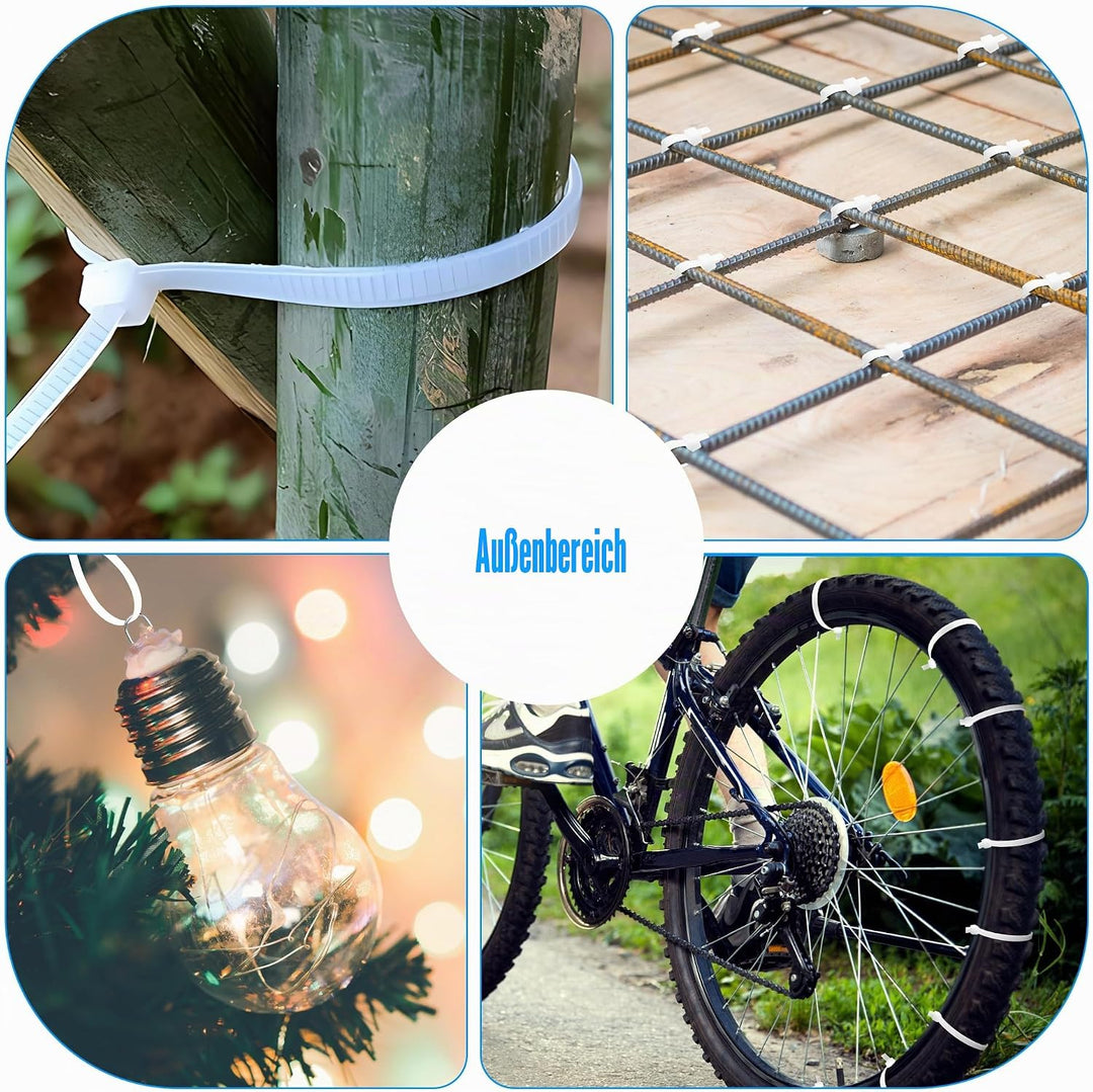 1000 Stück Kabelbinder, UV-Beständig, 23kg Zugfestigkeit - Ideal für Kabelmanagement, Garten, Wohnen