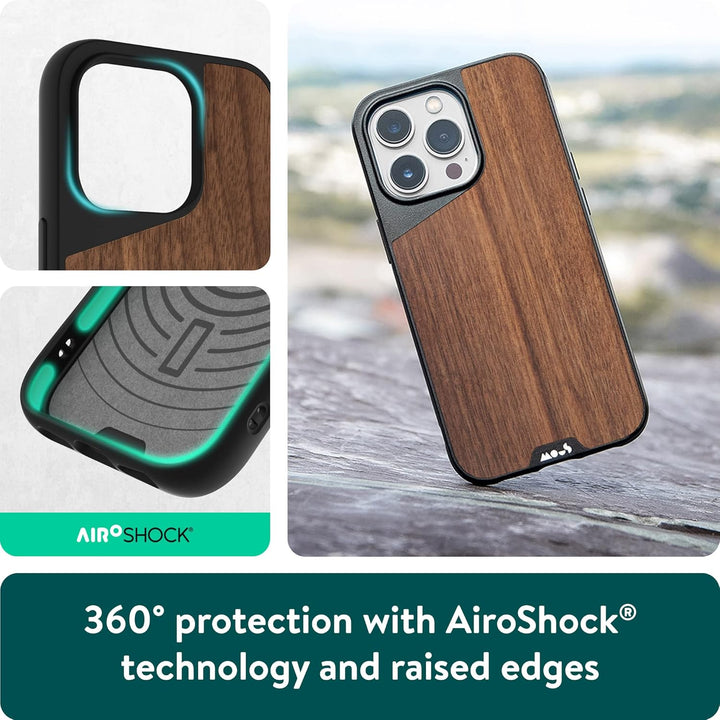 Mous - Hülle für iPhone 14 Pro - Walnuss - Limitless 5.0 - Handyhülle iPhone 14 Pro MagSafe-Kompatib