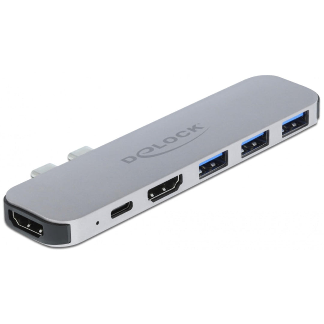 Delock USB C HUB für MacBook, 6-In-1, USB-C Adapter, Thunderbolt 3 Mini Dock, 2 x HDMI 4K, 3X USB 3.