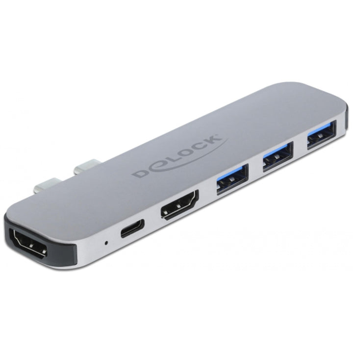 Delock USB C HUB für MacBook, 6-In-1, USB-C Adapter, Thunderbolt 3 Mini Dock, 2 x HDMI 4K, 3X USB 3.