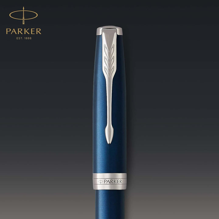 Parker Sonnet Tintenroller | Blaue Lackierung | feine Spitze | Schwarze Tinte | Geschenkbox Tintenro