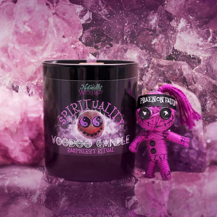 Naturally Wicked Voodoo Spiritualitäts Kerze | Inc Voodoo-Puppe & Kristallstab | Vegane Kristallzaub