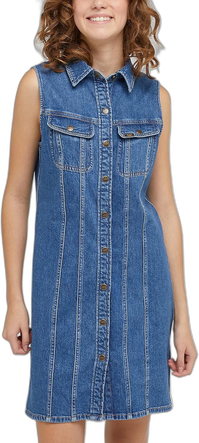 Lee Damen Sleeveless Casual Dress S Baker Blue, S Baker Blue