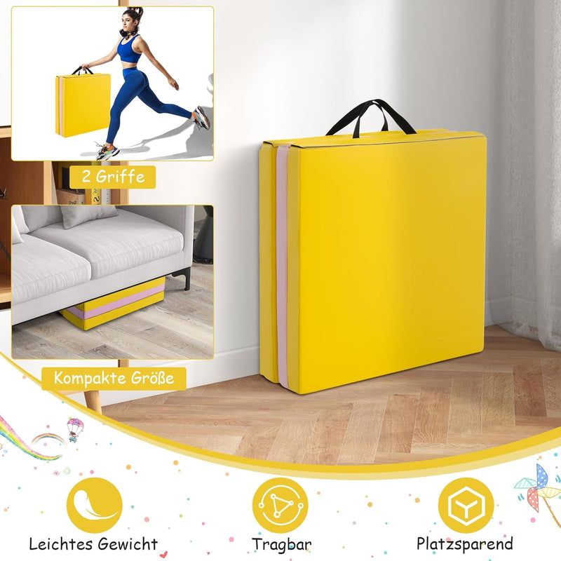 COSTWAY 180 x 60 x 5 cm Weichbodenmatte klappbar, Gymnastikmatte tragbar, Yogamatte wasserabweisend,