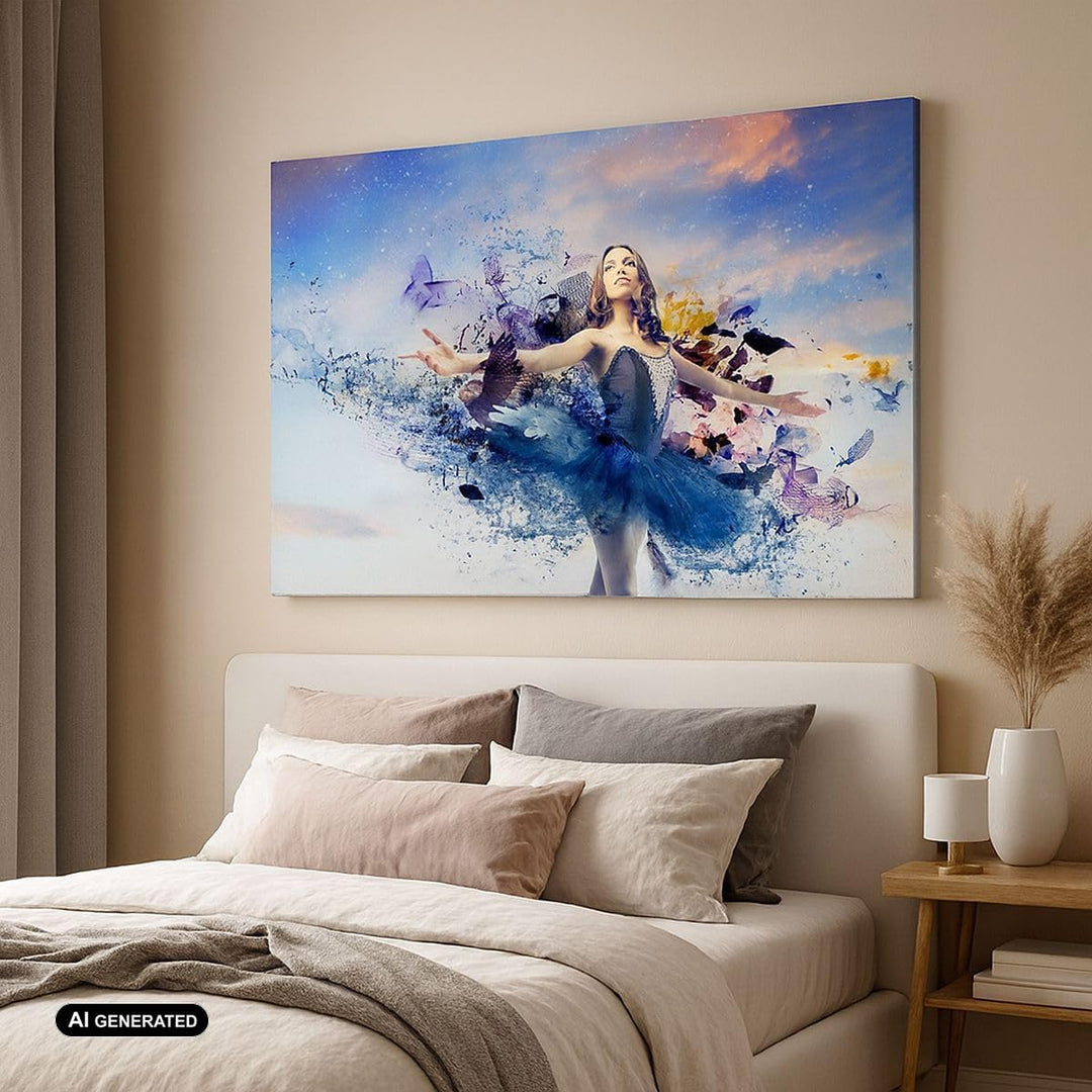 Bilder auf Leinwand 100x70cm Leinwandbild Ballerina Tänzer Tüll Kleid Gross Wanddeko Bild Schlafzimm