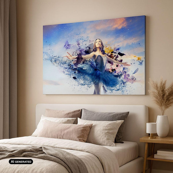 Bilder auf Leinwand 100x70cm Leinwandbild Ballerina Tänzer Tüll Kleid Gross Wanddeko Bild Schlafzimm