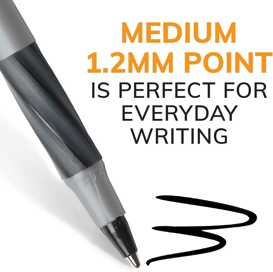 Ultra Round Stic Grip Ballpoint Stick Pen, Black Ink, Medium, Dozen by BIC