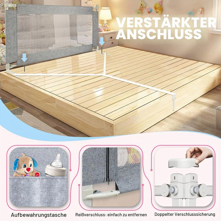 Rausfallschutz Bett,Babybettgitter Rausfallschutz,Höhenverstellbares Baby-Bettgitter &amp; Reise-Bettsch