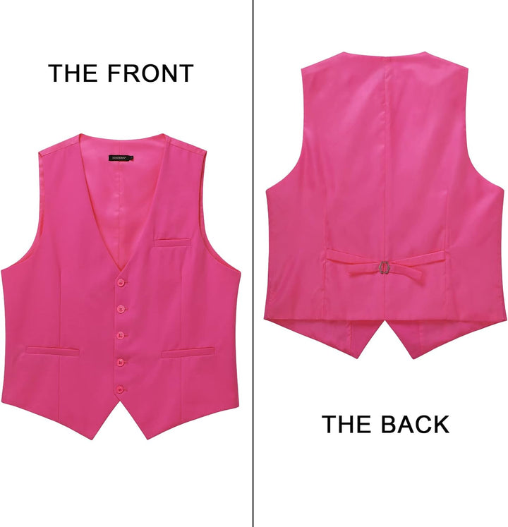 HISDERN Herren Formale Hochzeit Party Weste Baumwolle Einfarbig Weste XXL Z1 - Fuchsia, XXL Z1 - Fuc