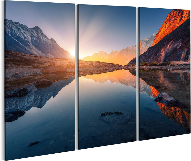 Bild auf Leinwand Schöne Landschaft Mit Hochgebirge Nepal Erstaunliche Szene Mit Himalaya Bergen Him