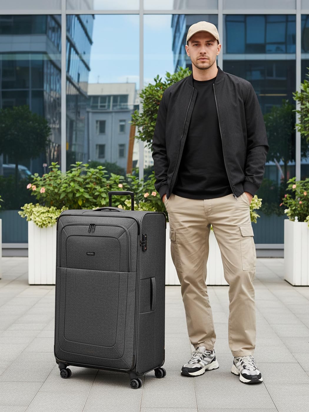 REDOLZ sehr grosser XL 4-Rollen Koffer 52 x 30 x 90 cm [Sondergrösse] Check-in Trolley mit TSA-Schlo
