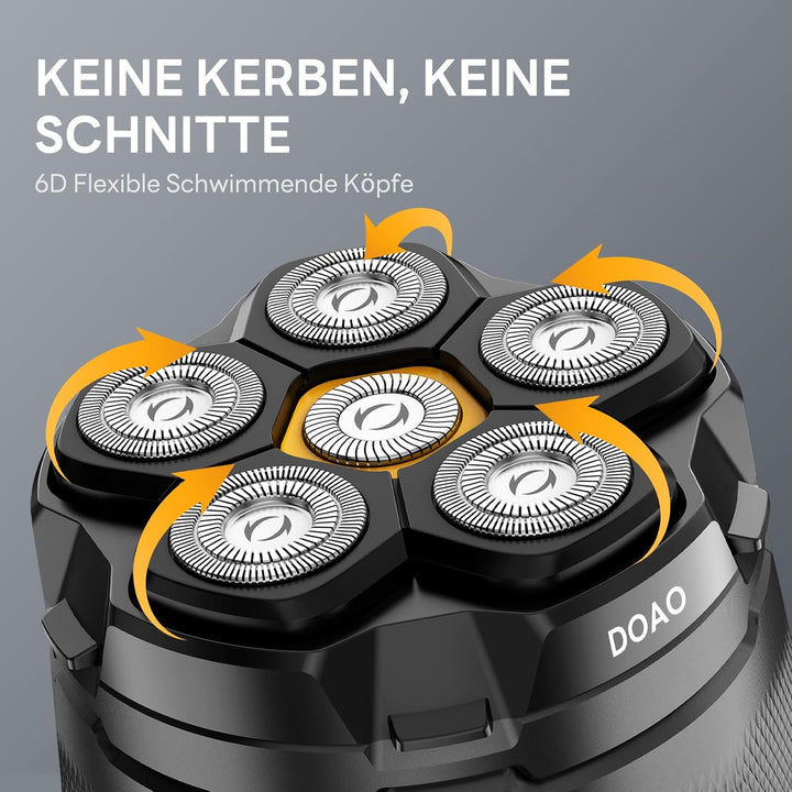 Glatzen Rasierer Herren, 180 Min Akku & flexibler 360grad-Scherkopf, Magnetische Leicht zu Reinigen,