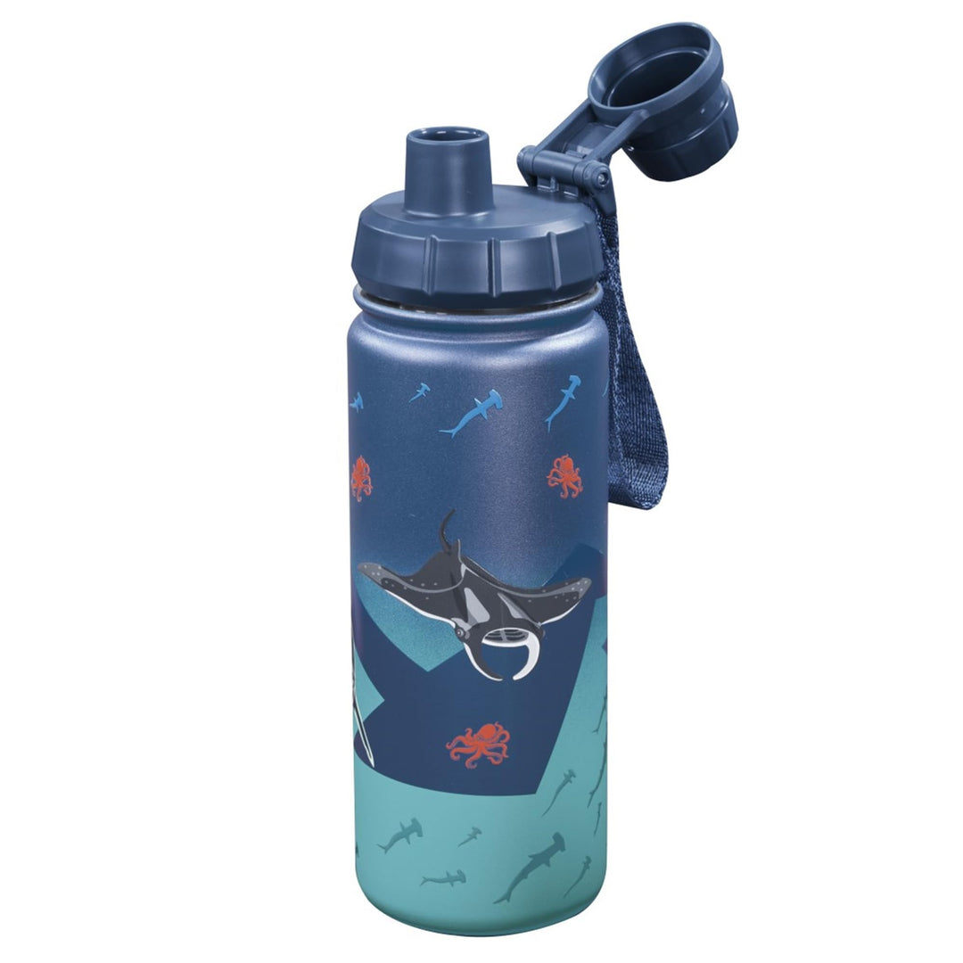 Step by Step Isolierte Edelstahl-Trinkflasche „Underwater“, blau, BPA-frei, für Schule, Kindergarten