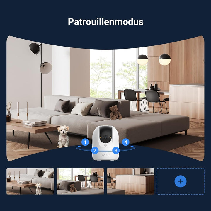 EZVIZ C6N G1 4K 8MP Überwachungskamera Innen, 2,4/5 GHz WLAN Baby Kamera, 360° Schwenk/Neige, Auto-Z