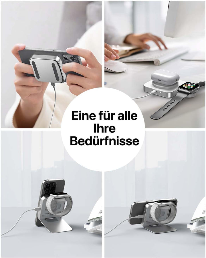 Mag-Safe Ladestation,Tragbare Ladegerät für Apple Watch und iPhone, induktive Ladestation für Reisen