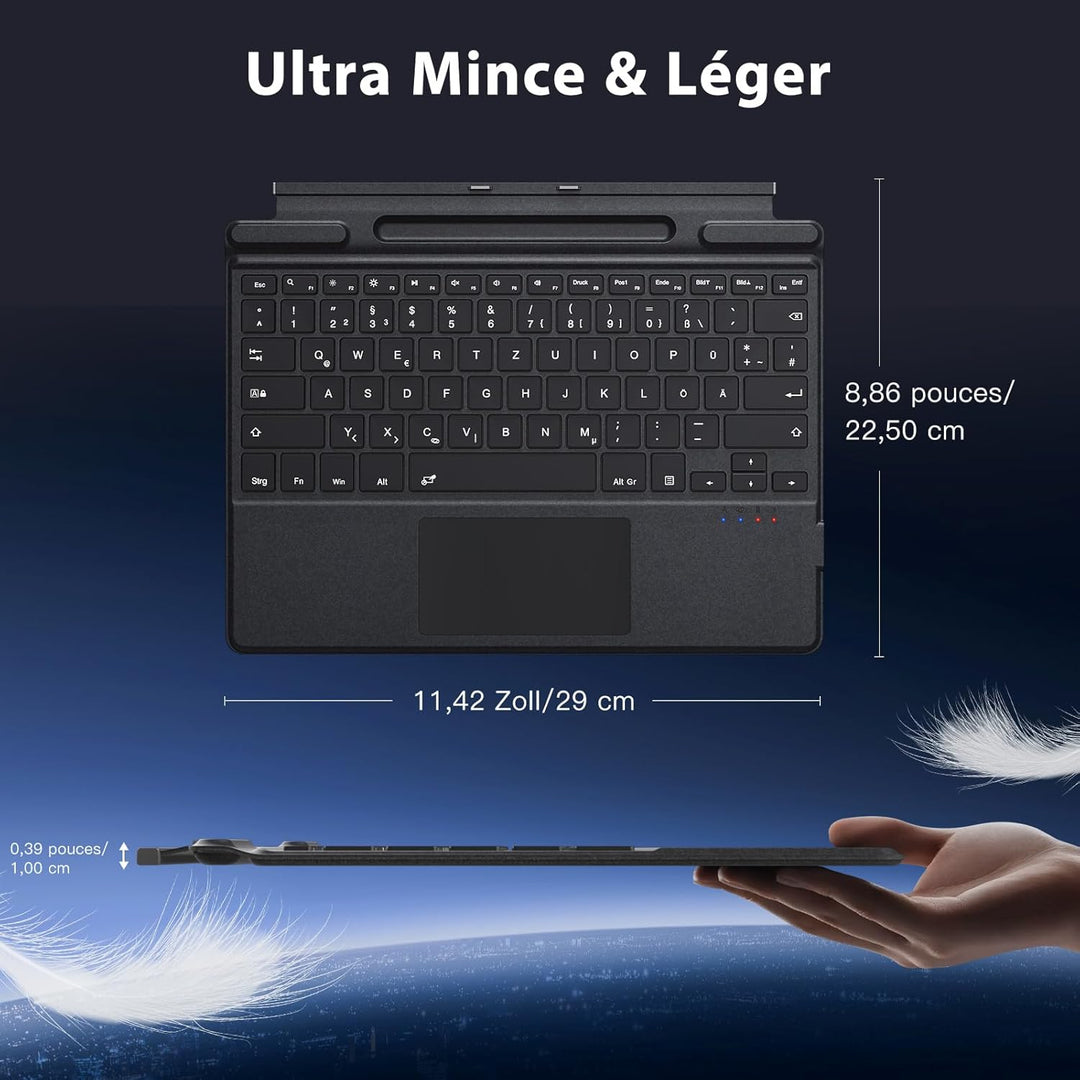 MoKo French Touchpad Bluetooth Tastatur für 13 Zoll Microsoft Surface Pro 11/ Pro 10/ Pro 9/ Pro 8/