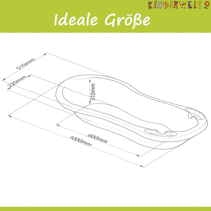 KiNDERWELT Babywanne 100 cm - Baby Badewanne mit Funny Farm Motiv - BPA-Frei - Wanne zum Baden für B