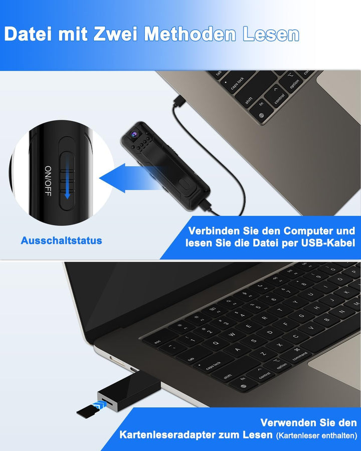 Bextgoo Body Cam, Mini Kamera ohne WLAN, 1080P Kleine Kamera mit 32GB TF Karte,10 Stunden Akkulaufze