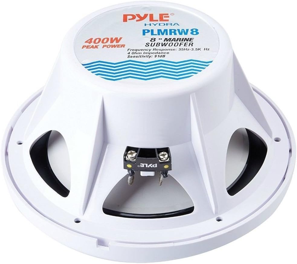 PYLE PLMRW8 Meer SUBWOOFER Wasser RESISTENT 8" 20,00 cm 200 MM Weiss FUR Boot FLOS ODER SWIMMINGPOOL