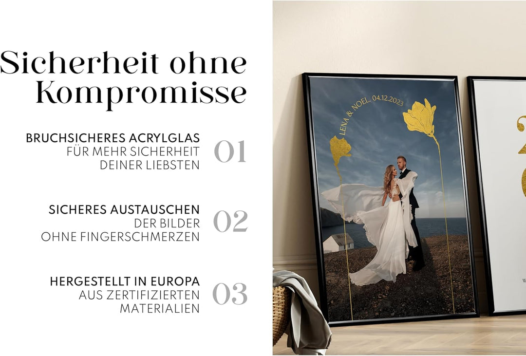 Artower® Bilderrahmen Schwarz Metall Dünner Rahmen für DIN A2 42 x 59,4 cm | Posterrahmen Gross Coll