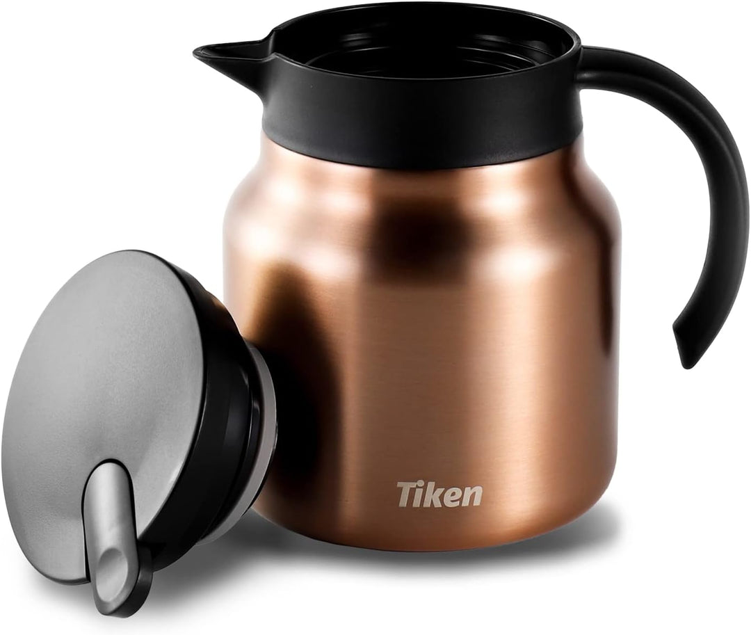 Tiken 800ml Thermoskanne aus Doppelwandingem Edelstahl Isolierkanne Kaffeekanne mit Quick Tip Versch