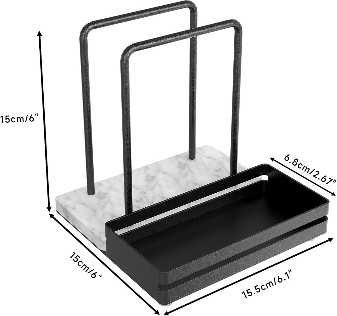 Serviettenhalter Schwarz, Serviettenhalter aus Metall & Marmor Serviettenspender mit Caddy für Tisch