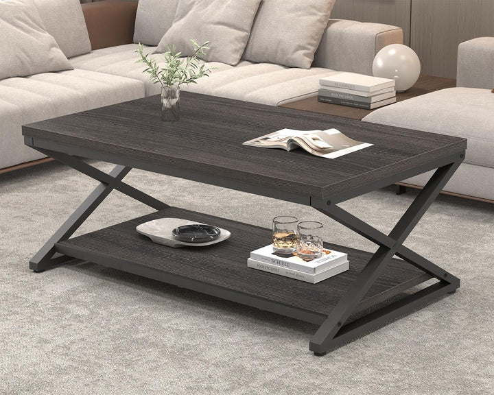 HSH Couchtisch Holz Wohnzimmertisch für Couch Moderner Wohnzimmer Tisch mit Stauraum Stabiler Sofati