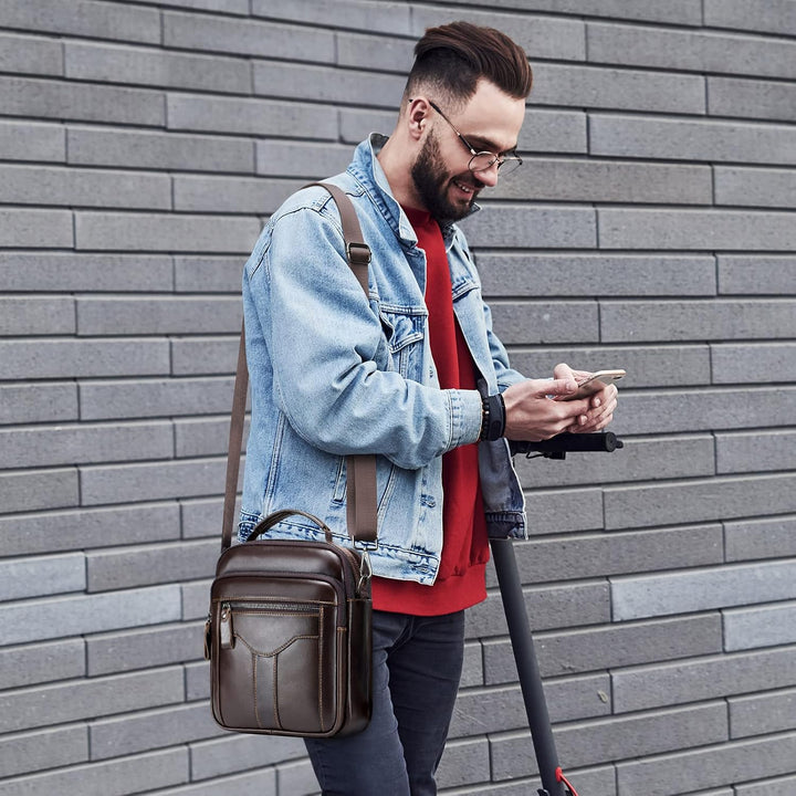 BAIGIO Umhängetasche Leder Herren Schultertasche Herrentasche Herrenhandtasche Vintage für Arbeit Re
