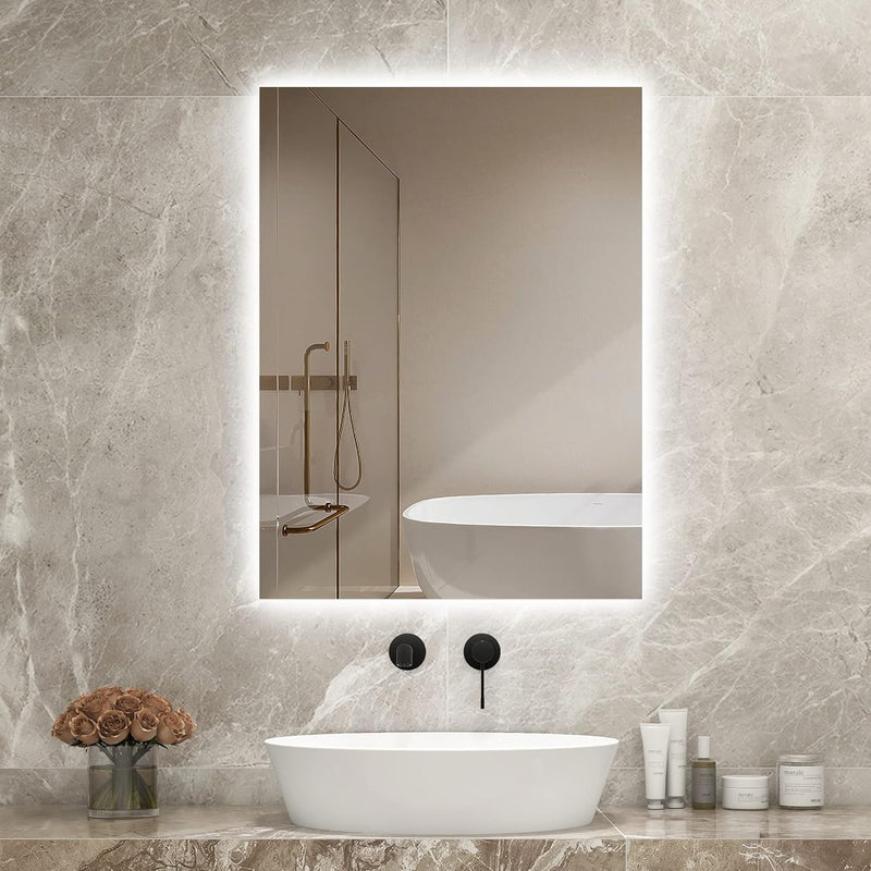 Infrarotheizung Spiegel mit LED Beleuchtung 450 Watt - Spiegelheizung Infrarot - Badspiegel 80x60 CM