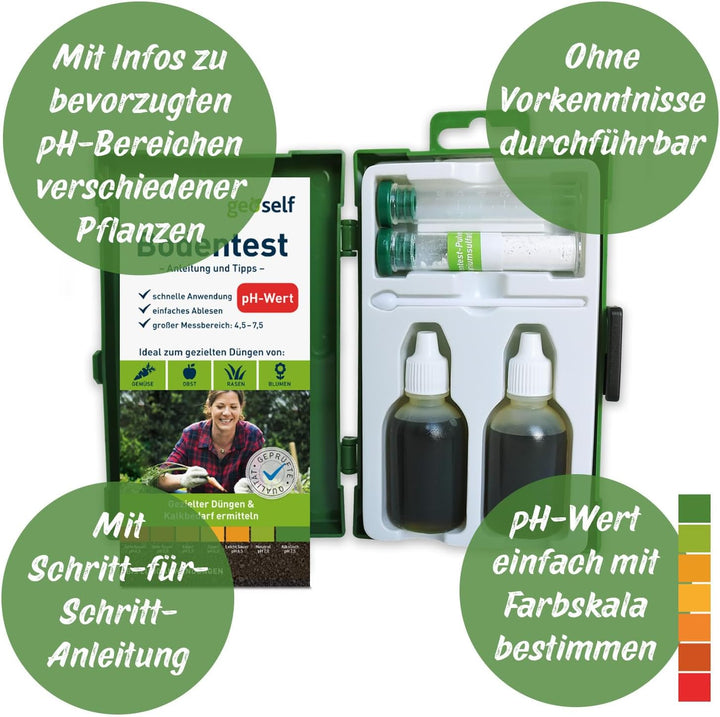 pH-Bodentest zur Ermittlung des Kalkbedarfs – pH Bodentester für bis zu 30 Anwendungen – schnelle Er