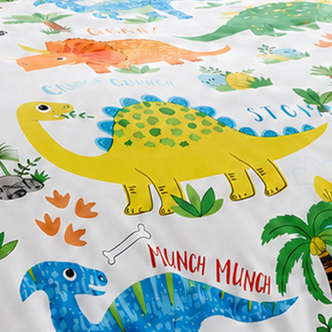 Happy Linen Company Mädchen/Jungen Bettwäsche-Set - mit niedlichen Dinosauriern - wendbar - für Klei