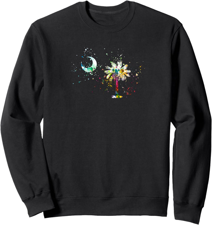 South Carolina Flag Palmetto Tree and Moon Colorful Design Sweatshirt