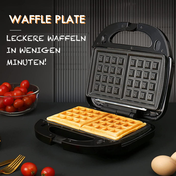Sandwich Maker, Waffle Maker, 3-in-1 Panini Toaster 750W mit abnehmbaren Antihaftplatten, LED-Anzeig