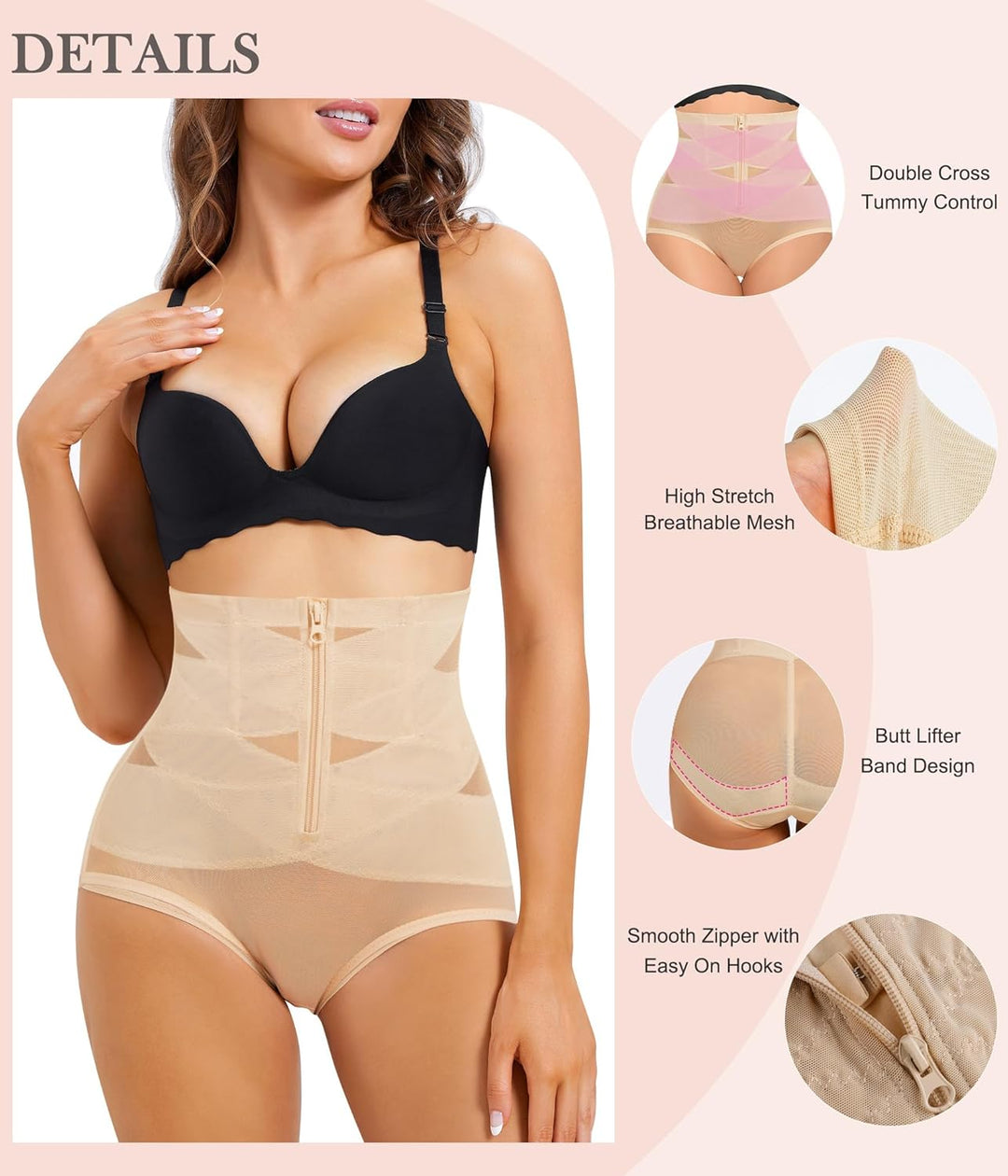 KUMAYES Damen Shapewear Bauchweg Unterhose Hoher Taille Nahtlose Miederhose Unterwäsche Bauchkontrol