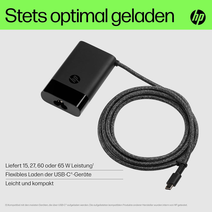 HP USB-C Ladekabel für Laptops, Tablets & Smartphones, 65W, 180 cm Kabellänge, schwarz 65W USB-C Lad