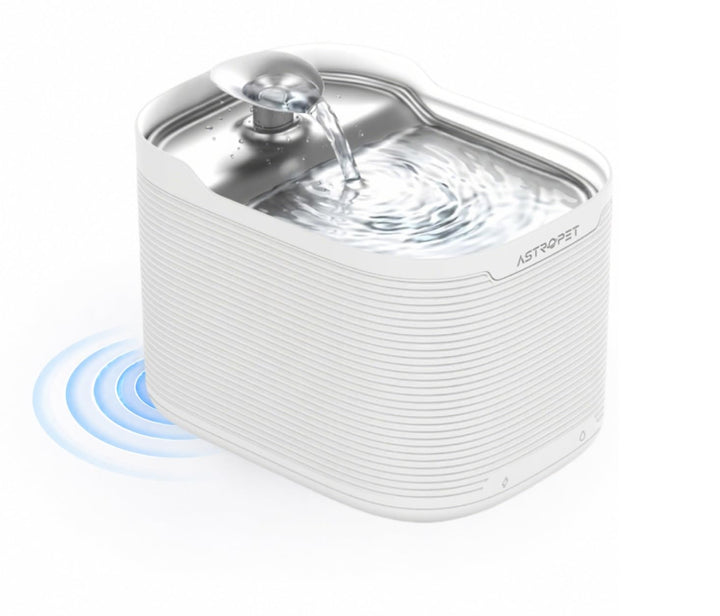 AstroPet Katzenbrunnen Kabellos 2,5L Trinkbrunnen mit Bewegungsmelder – 5200mAh Akku bis zu 40 Tage,