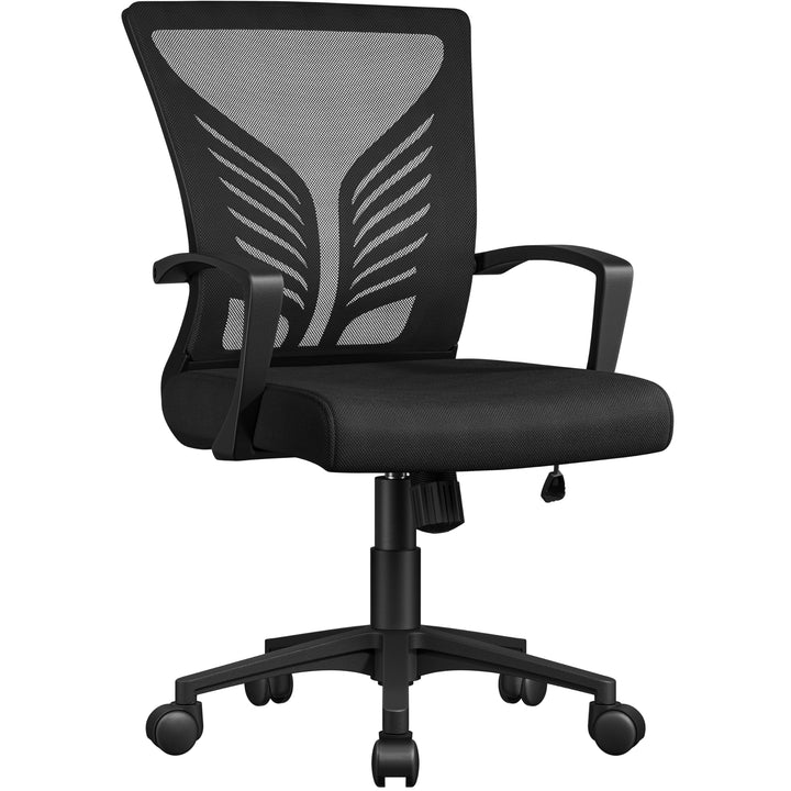 Yaheetech Bürostuhl Ergonomisch, Höhenverstellbarer Schreibtischstuhl mit Lendenwirbelstütze im Schm