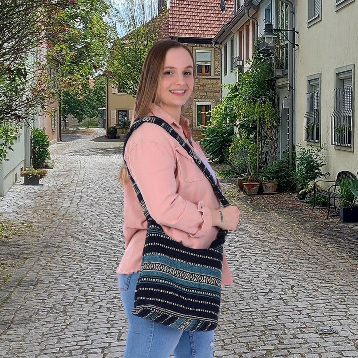 Sunsa Damen Umhängetasche. Hobo Tasche aus gewebter Baumwolle mit verstellbare Henkel. Crossbody Sch