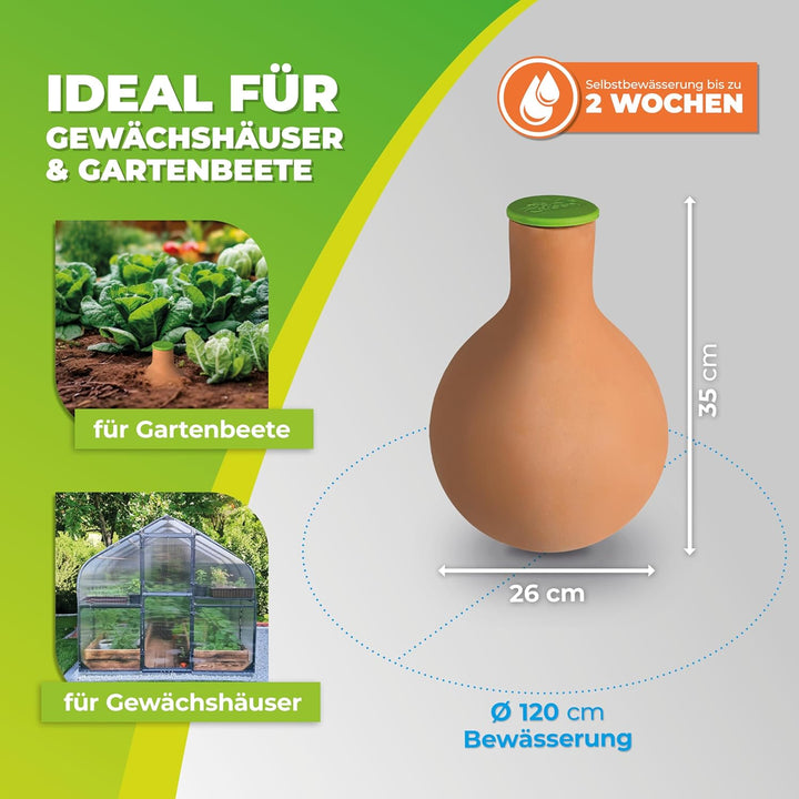 Bio Green Bewässerungskugel Olla aus Ton ca. 6,5 L Wasserspeicher für effektive Hochbeet Bewässerung