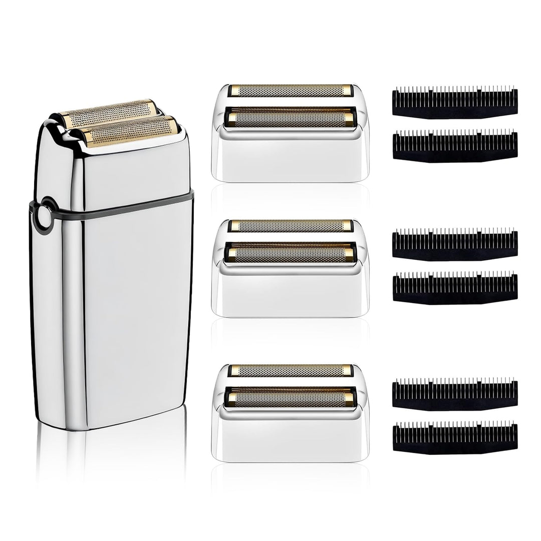 Ersatz-Rasierklinge kompatibel mit BaByl**sPRO Double FXFS2 - Metallfolie (Silber, 3er Pack), Silber