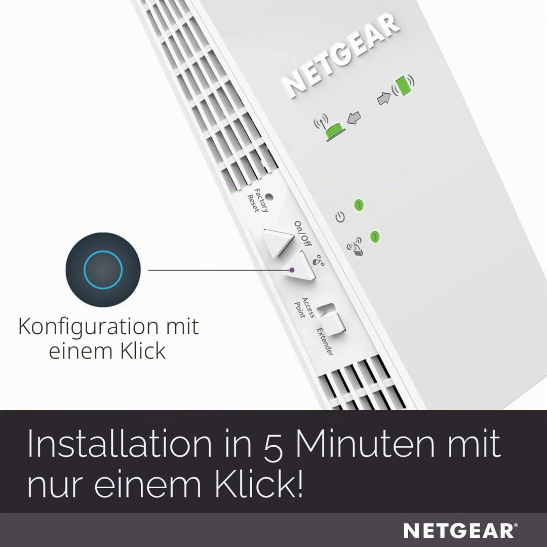 NETGEAR EX6250 Mesh WLAN Repeater (AC1750 Dualband WLAN Verstärker, WiFi Extender Abdeckung 2 bis 3