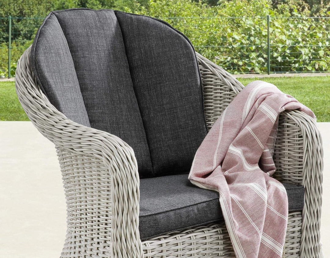 Destiny 2er Set Sessel Malaga II Vintage Weiss Geflechtsessel Polyrattan Gartensessel