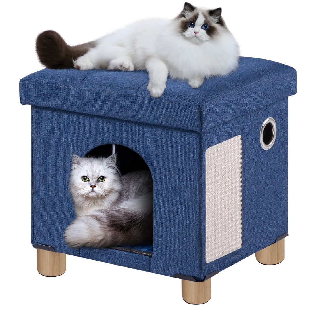 BRIAN &amp; DANY Faltbare Katzenhöhle Grosse Katzen, Katzenhaus Höhle für Katzen mit Kratzbrett und Spie