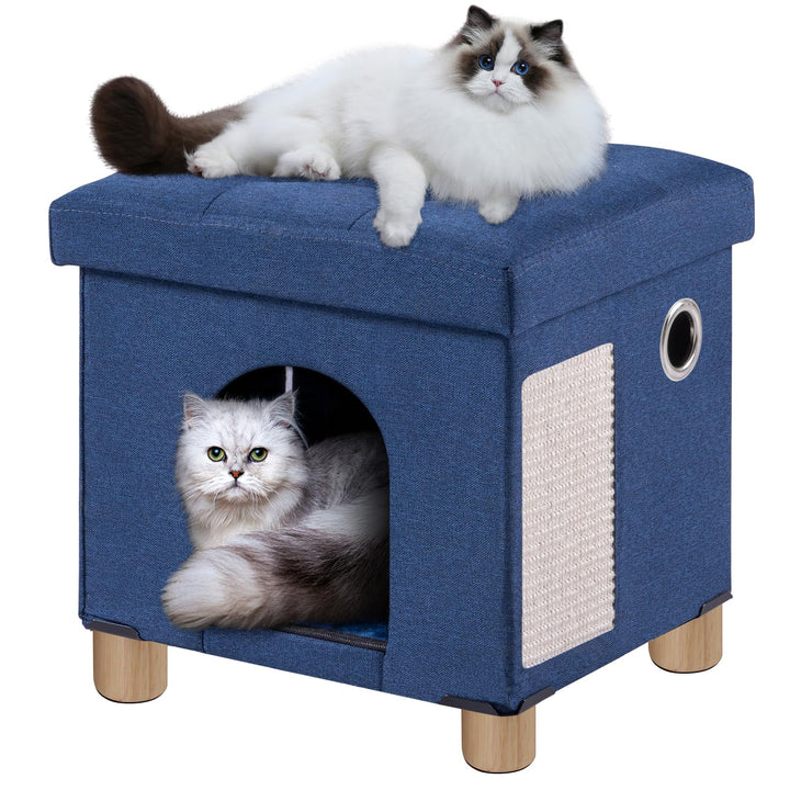 BRIAN &amp; DANY Faltbare Katzenhöhle Grosse Katzen, Katzenhaus Höhle für Katzen mit Kratzbrett und Spie
