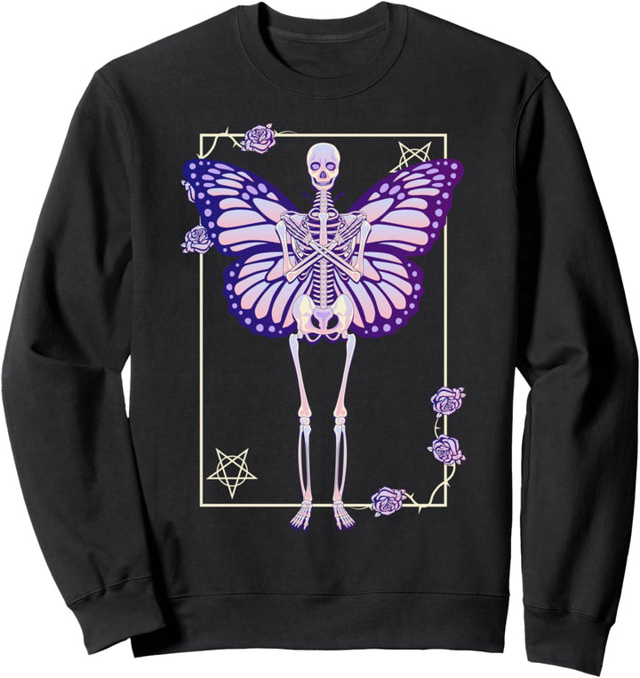 Fairycore Pastel Goth Satanic Tarot Skelett Sweatshirt