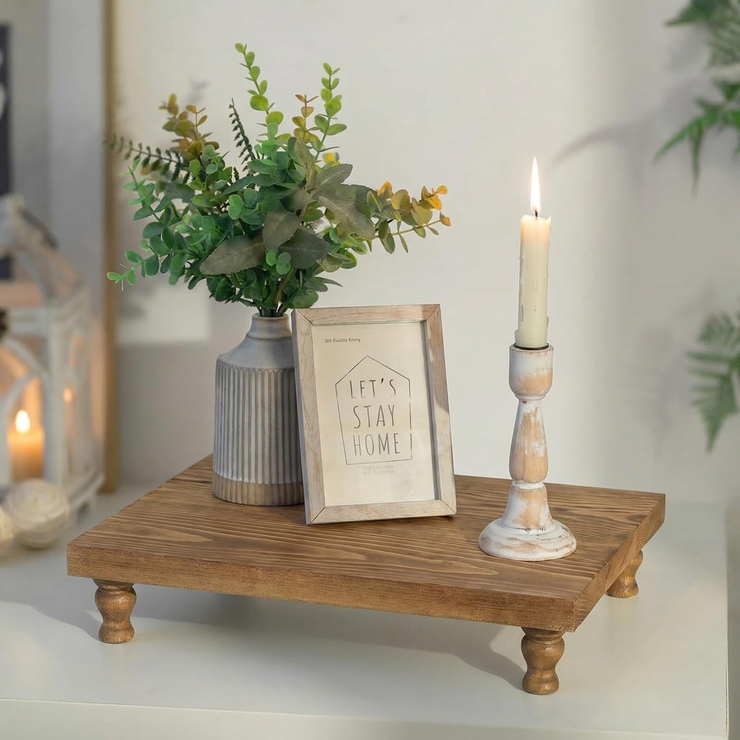 Hanobe Deko Tablett Holz Holztablett: Hölzerne Riser Bauernhaus Holz Sockel Display Stand Rustikal T