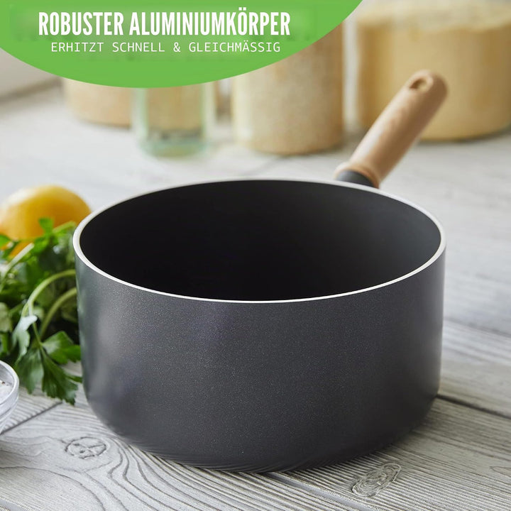 GreenChef Vintage Gesunde keramische Antihaftbeschichtung, 18cm/2,1 Liter Milchtopf, Griff in Holzop